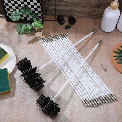 20 Feet Dryer Vent Cleaner Kit - Flexible Lint Brush with 4" and 6" Brush Heads Fireplace Chimney Brushes Chimney Sweep Kit Cleaning Tools for Flue Fireplace Sewage Pipe Hood Pellet Stove