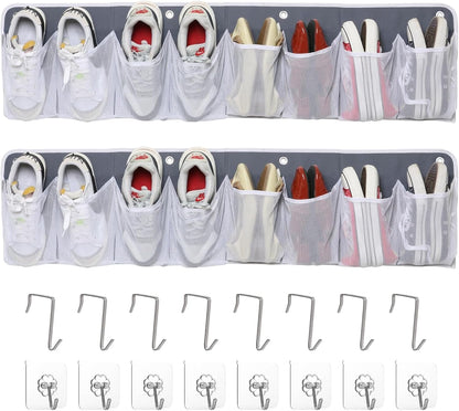 RV Shoe Storage for Bedside - 16 Extra Large Pocket Entryway Shoes Rack | Wall Mounted Bed Hanging Pocket Organizer, Bedside Caddy for Shoes and Tool Accessories, RV & Camper Essentials 2 Pack