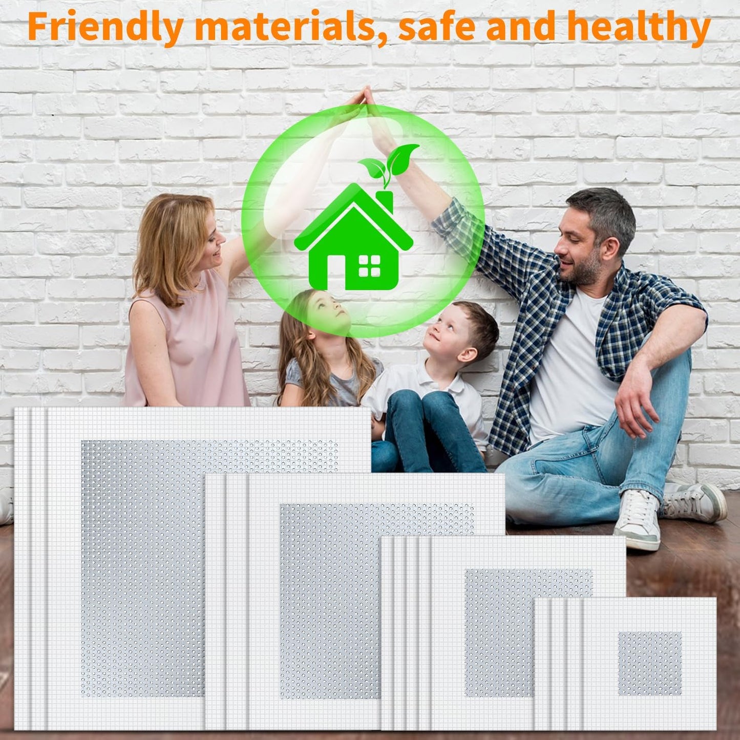 Wall Repair Patch Kit, 15 Pieces Aluminum Self-Adhesive Mesh Repair Patches for Drywall, Multiple Large Small Sizes 2/4/6/8 Inch Drywall Hole Repair Kit, Permanently Repairs Damaged Walls and Ceilings