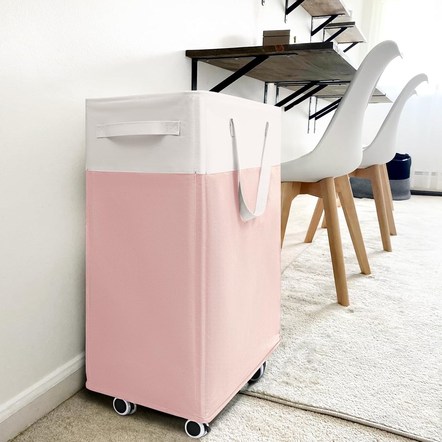 Goodpick 75L Laundry Basket with Wheels & Removable Wash Bag for Dorm | Rolling Laundry Basket with Handles for Dirty Clothes, Fodable Hamper for Laundry Room, Dorm Room Essentials, Grey