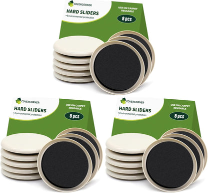 Furniture Sliders for Carpet 8 PCS - 3 1/2" Beige | Furniture Moving Sliders, Chair Leg Floor Protectors, Carpet Sliders for Furniture - Move Your Furniture Easily & Safely