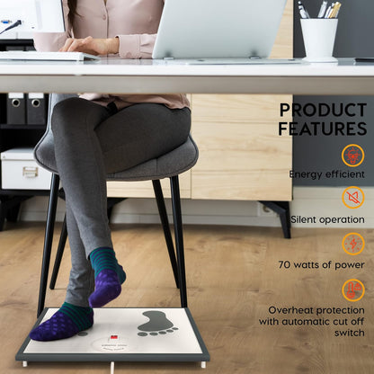 EconoHome Electric Foot Warmer - Foot Heater for Under the Desk, Office or Bedroom - Energy Efficient - Exclusive Overheat Protection Feet Warmer (70 Watts)