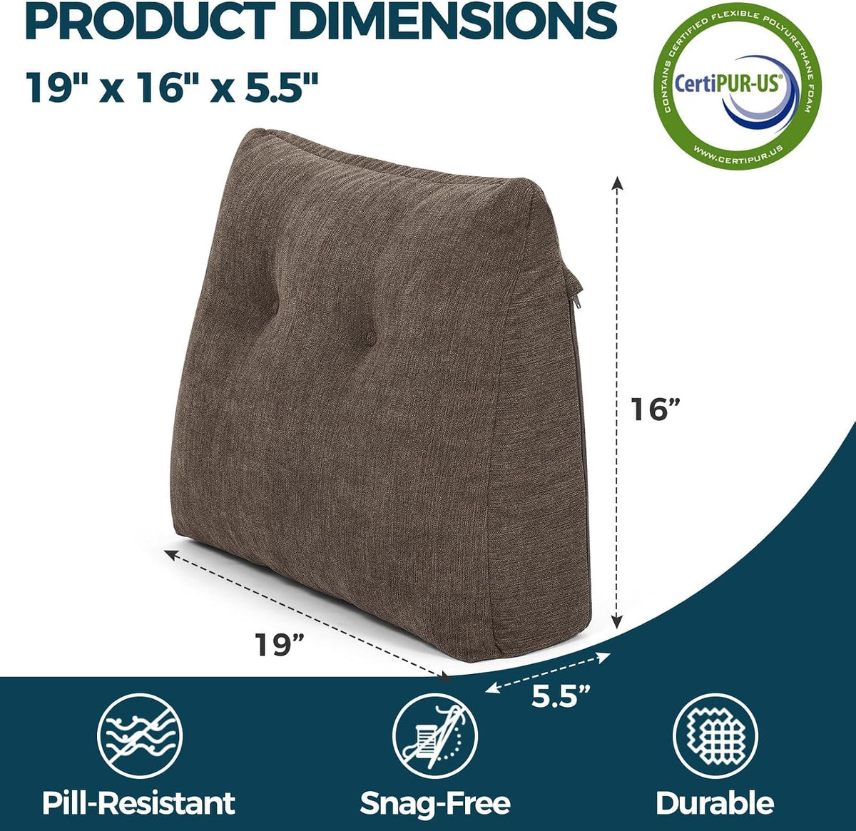 Back Support Pillow for Recliner Soft Dual Layer Lumbar Support Pillow with Shredded Memory Foam Ergonomic Orthopedic Couch Lumbar Cushions for Elderly Lower Back Pain Relief Dark Grey