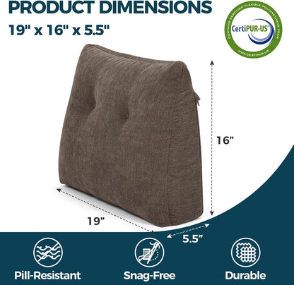 Back Support Pillow for Recliner Soft Dual Layer Lumbar Support Pillow with Shredded Memory Foam Ergonomic Orthopedic Couch Lumbar Cushions for Elderly Lower Back Pain Relief Dark Grey
