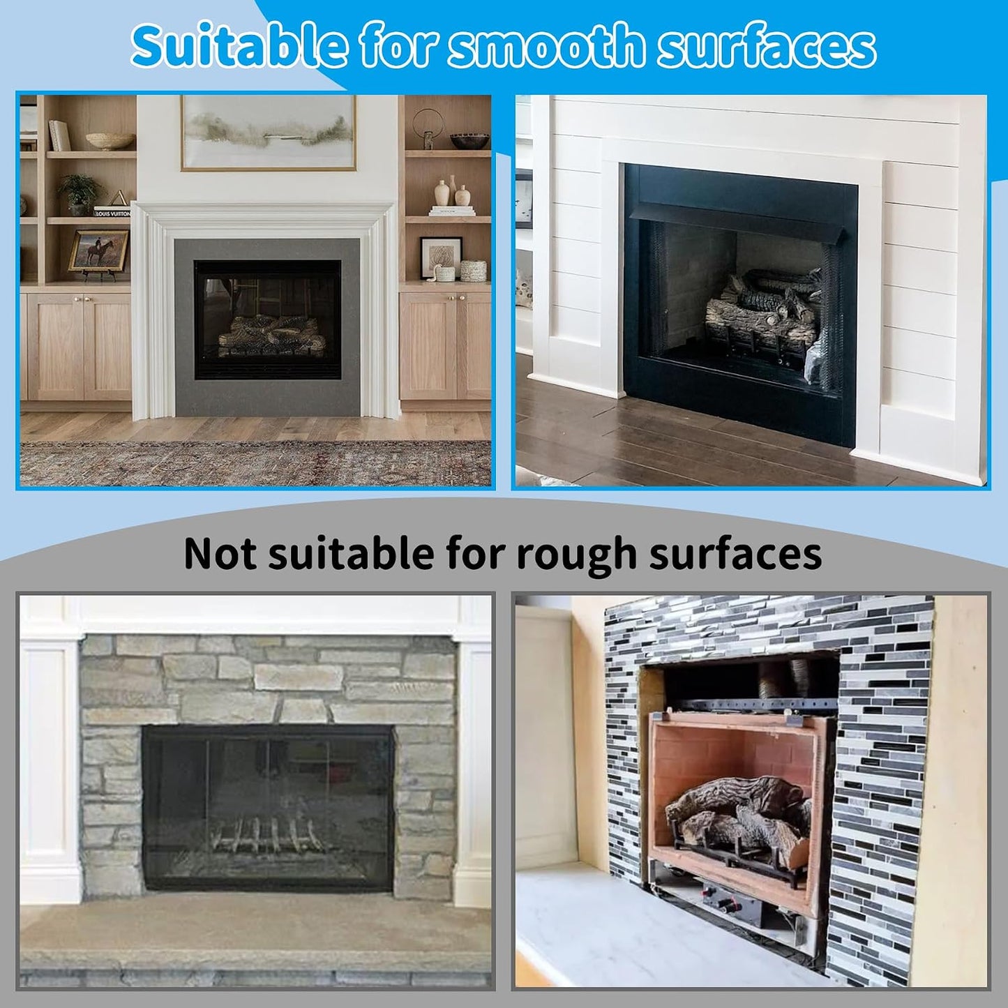 Air Jade Fireplace Cover, Insulation Fireplace Draft Stopper Fits up to 39"×78", Clear, Tear Resistant Plastic Fire place Draft Cover, Keeps Drafts Out & Stops Heat Loss