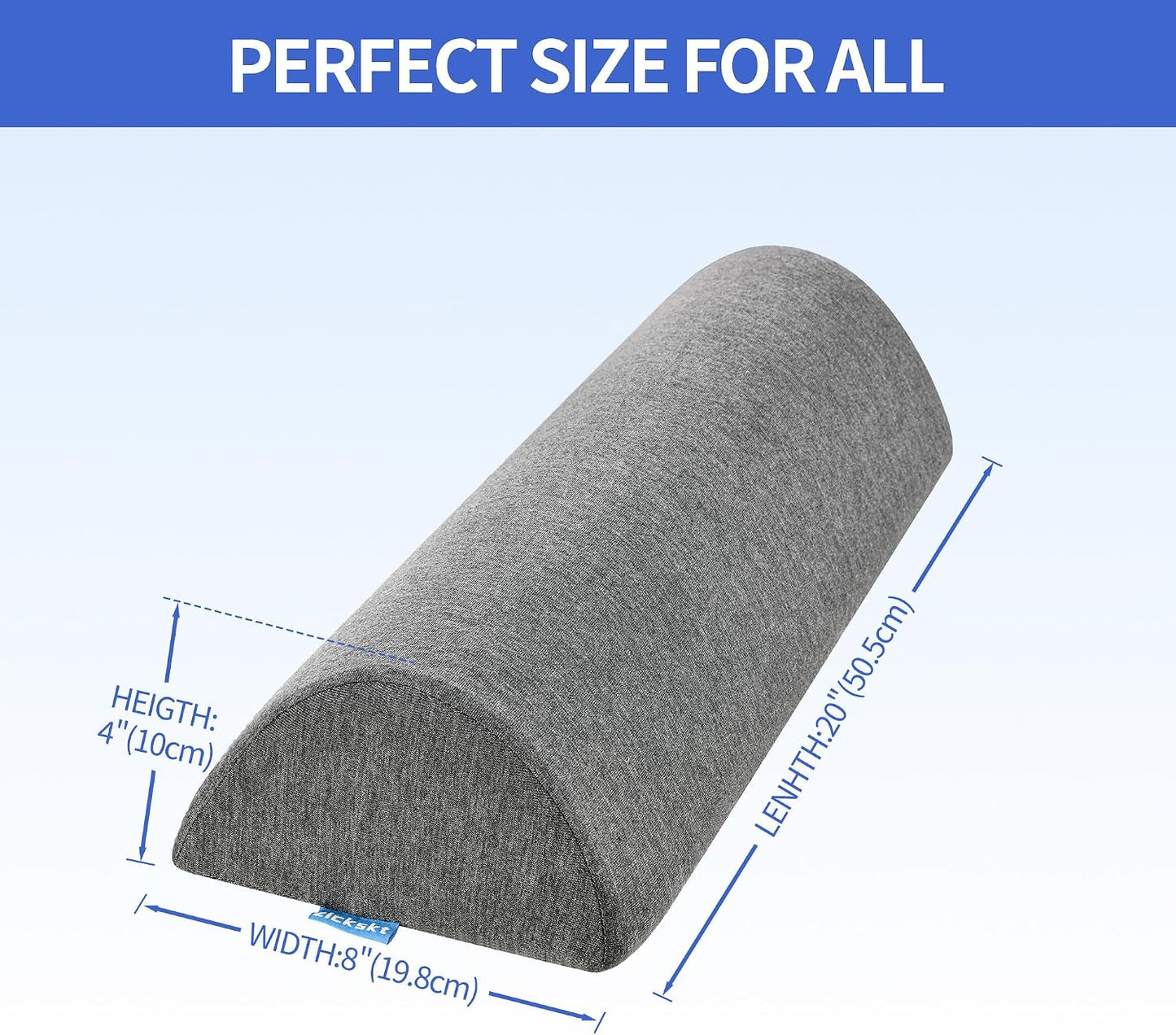 Knee Pillow for Back Sleeping, Gel Memory Foam Leg Pillow for Back Pain, Under Leg Support for Sleeping, Half Moon Bolster Pillow