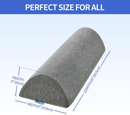 Knee Pillow for Back Sleeping, Gel Memory Foam Leg Pillow for Back Pain, Under Leg Support for Sleeping, Half Moon Bolster Pillow