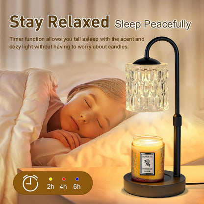 Briever Dimmable Candle Warmer Lamp with Timer, Height Adjustable Electric Candle Wax Warmer, Christmas Birthday Gifts for Women Mom, House Warming Gifts New Home Room Decor, Black Solid Wood Base