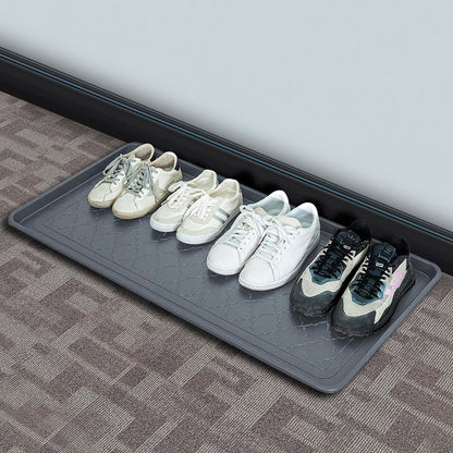 All Weather Boot Tray Extra Large 40"x20" - Brown Plastic Shoe Mat | Multi-purpose mudroom entryway tray with 1.25" raised edges - fits shoes, pet bowls & plants - 100% recycled polypropylene