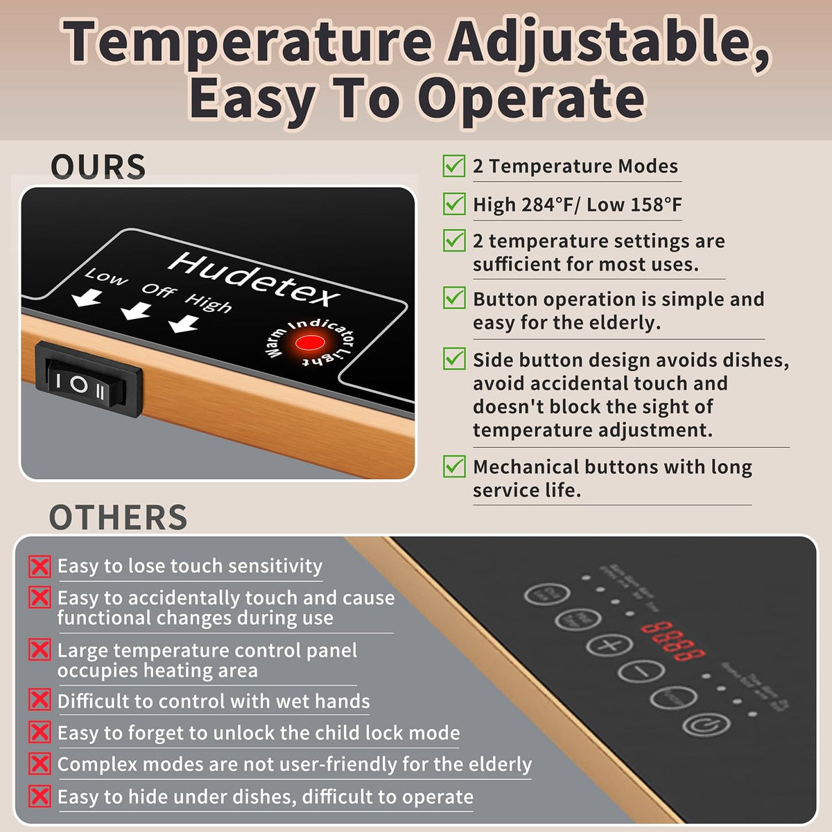 Warming Mat for Food,Extra Long 40"x12",Tempered Glass Warming Tray, Black