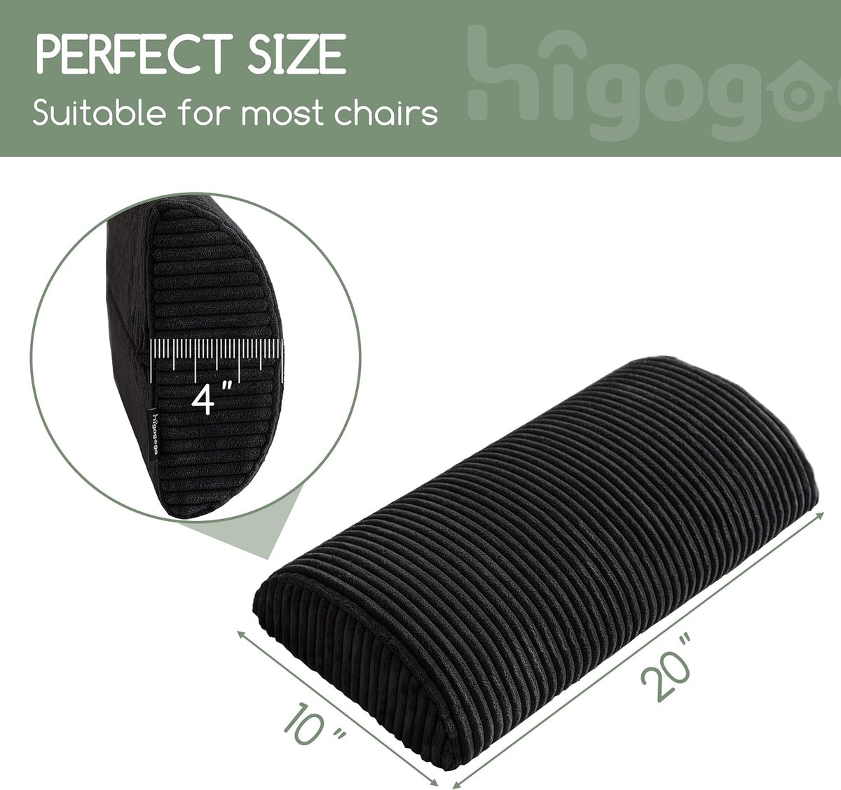 HIGOGOGO Lumbar Support Pillow for Recliner Chair/Accent Chair/Couch, Memory Foam Back Support Cushion for Elderly, Recliner Cushions for Back Rest, Pain Relief, Reading, Washable Cover, Brown