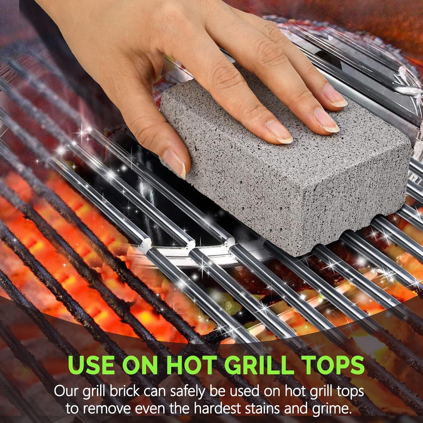 Maryton Grill Stone Cleaning Brick - Griddle Grills Cleaning Kit Block Pumice Stone for Removing Stains BBQ Grease, 3 Count | Pumice Brick for Removing Stains BBQ Grease of Griddle