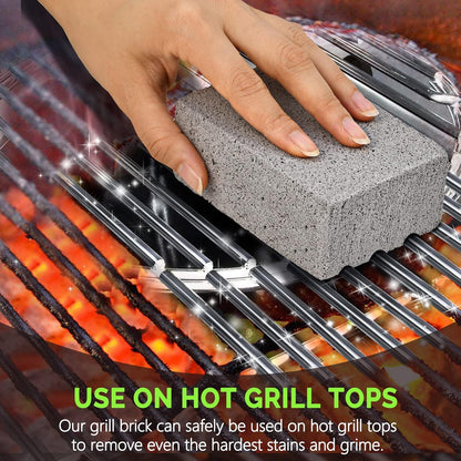 Maryton Grill Stone Cleaning Brick - Griddle Grills Cleaning Kit Block Pumice Stone for Removing Stains BBQ Grease, 3 Count | Pumice Brick for Removing Stains BBQ Grease of Griddle