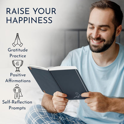 Gratitude Journal for Men, 6-Month Guided Daily Prompts, Fabric Hardcover