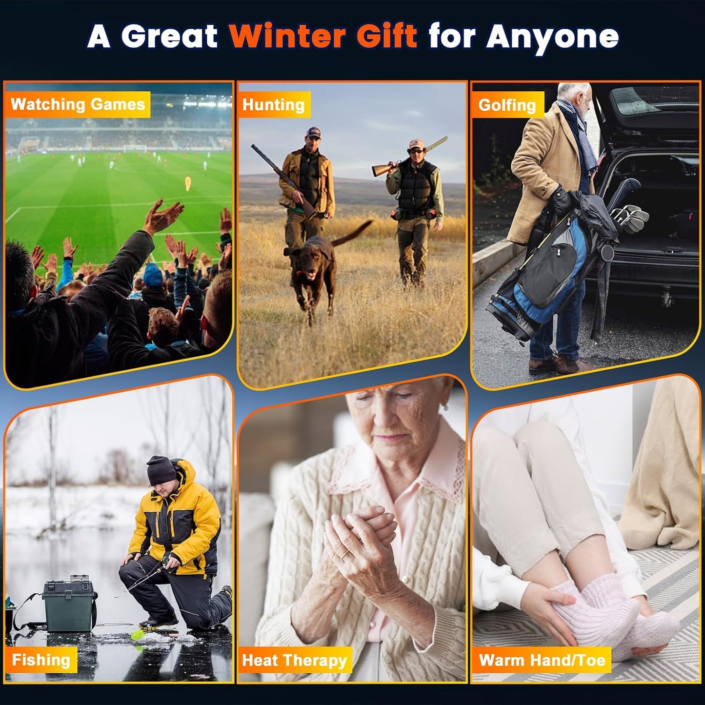Electric Hand Warmers Rechargeable with Flashlight, LED Display, 17Hrs Warmth, Dual-Side 4 Levels Fast Heating Portable Pocket Heater for Hunting, Camping, Golf, Outdoor, Gifts for Women/Men
