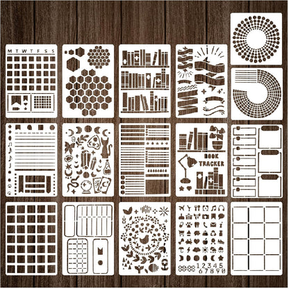 16 Pieces Journal Stencils for Dotted Journals Supplies, Happy Planner Stencils for Journaling DIY Drawing Templates Accessories Kit for Notebook Cards Scrapbook (16 Journal)