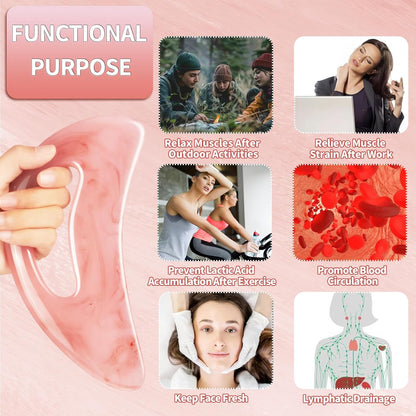 Professional Gua Sha Massage Tool for Body Contouring & Anti-Cellulite, Large Resin Lymphatic Drainage Board with Dual-Sided Design - Face and Back Massager for Women/Men, Home Spa Care(Pink)