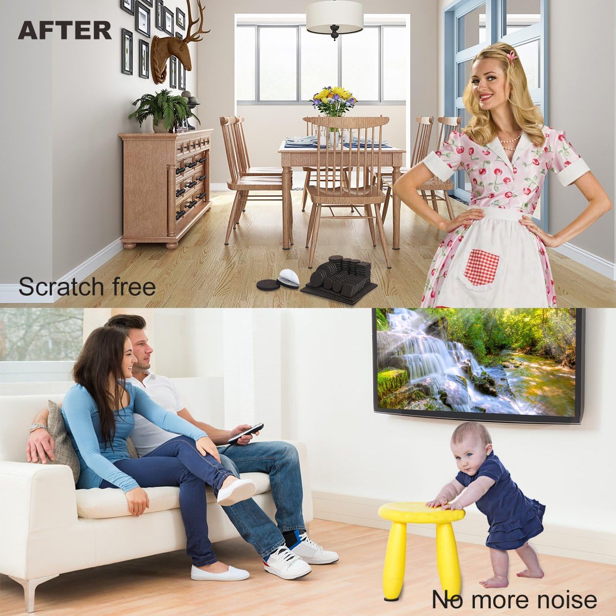 Felt Furniture Pads 300 Pieces, Furniture Pads for Hardwood Floors Black | Self-adhesive felt pads prevent scratches and noise, ideal for chair legs, suitable for hardwood floors and indoor furniture