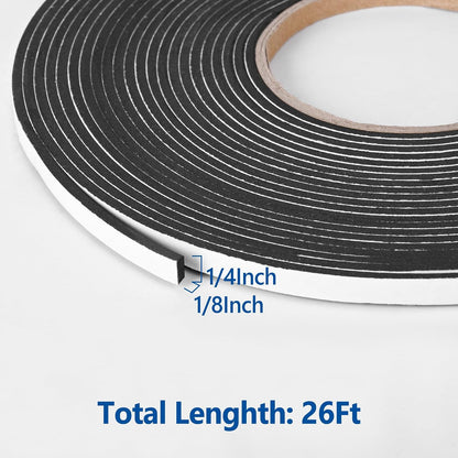 Kikerike Self Adhesive Foam Tape Weatherstrip 1/2In x 1/4In x 42Ft High Density Foam Insulation Strips Seal Weather Stripping with Strong Adhesive for Door and Window Sound Isolation Soundproofing
