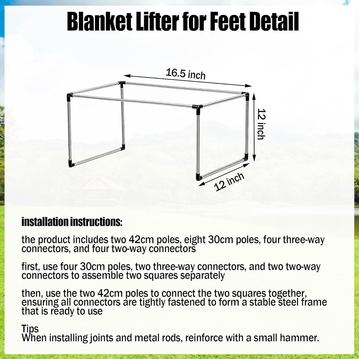Blanket Lifter for Feet - Bed Cradle Steel Foot Tent for Bed Keep Blankets Off Feet, 18.5x14x14 inch