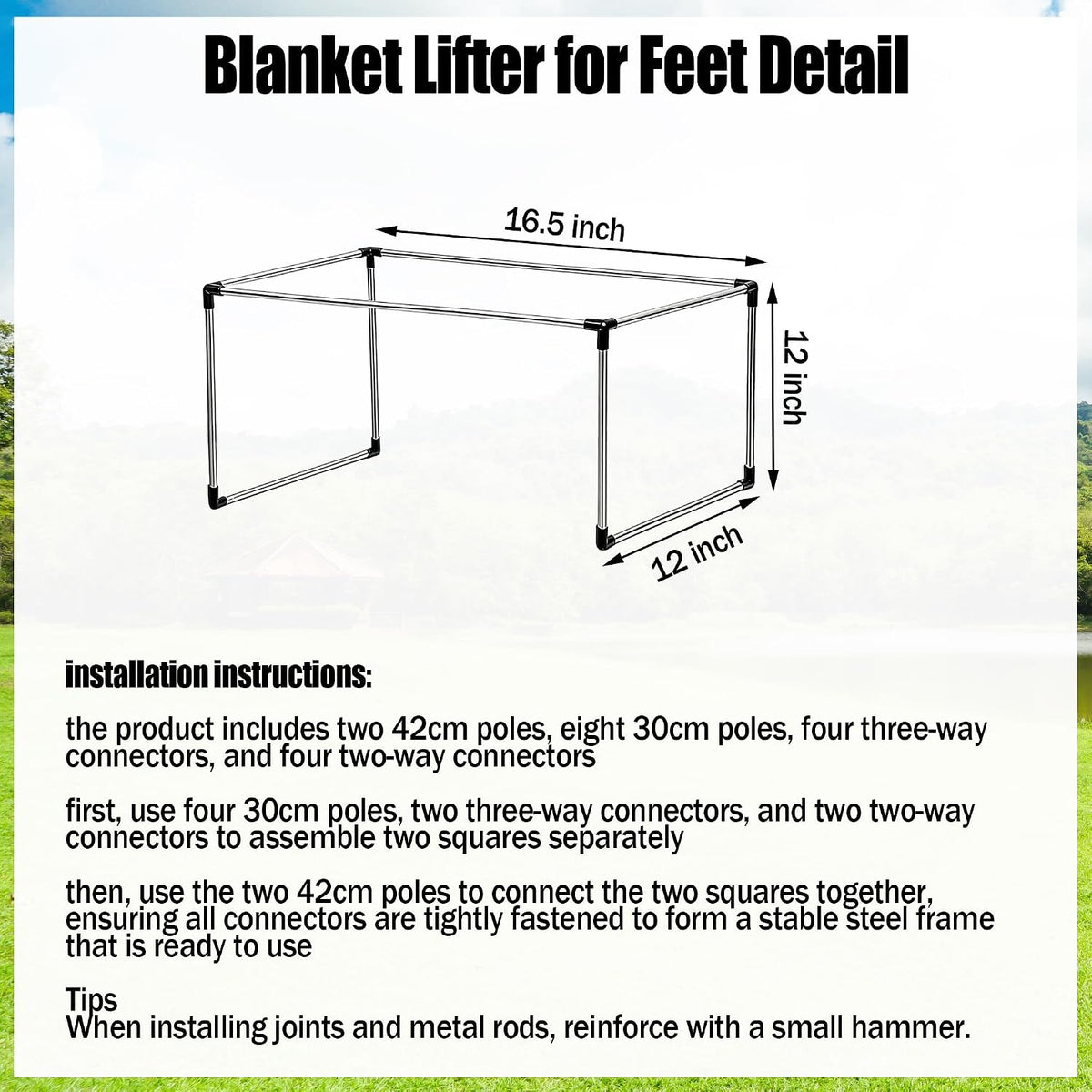 Blanket Lifter for Feet - Bed Cradle Steel Foot Tent for Bed Keep Blankets Off Feet, 18.5x14x14 inch