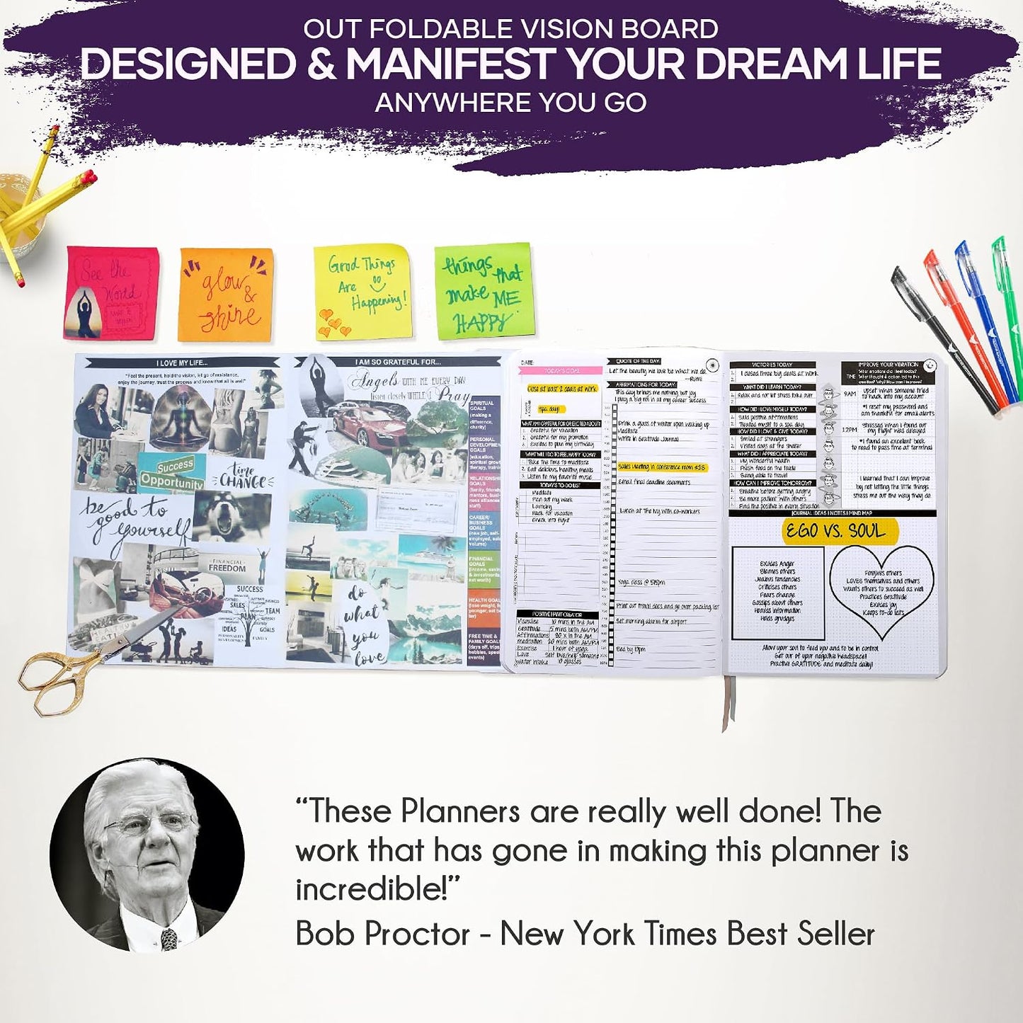 Freedom Mastery Daily Journal of Gratitude, Productivity & Habit Tracker | Undated 90-Day Planner with Daily Reflection, Mindfulness, Positivity, Vision Board & Stickers, Gratitude Journal for Women