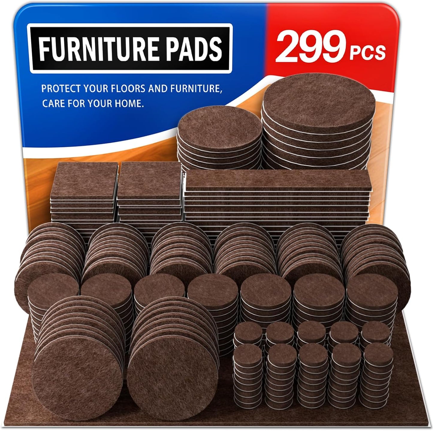 Ansible Felt Furniture Pads Chair Leg Floor Protectors 1" 60PCS | Felt Pads for Hardwood Floors,Self-Adhesive, Reduce Noise and Anti-Scratches,Easy to Install,Beige,Round