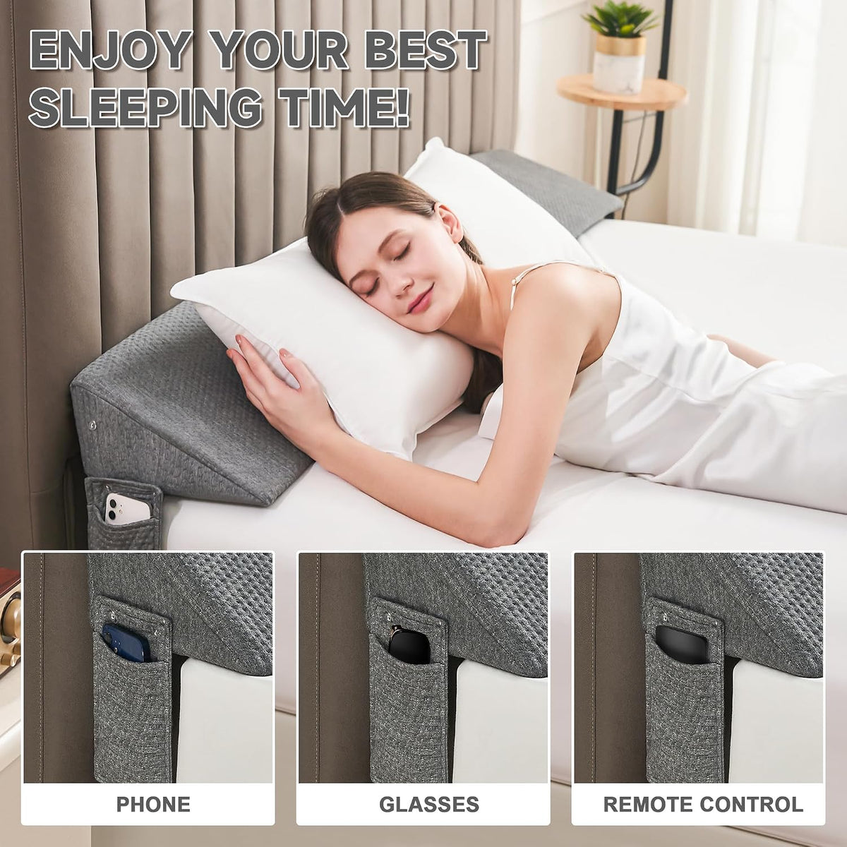 IFNOW Queen Bed Wedge Pillow(60"x6"x10"), Mattress Gap Filler 0-8", Grey