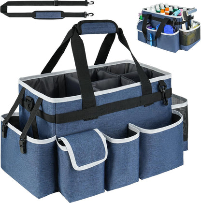 Cleaning Caddy Bag,Large Cleaning Supplies Organizer with Handle for Housekeepers,Purple