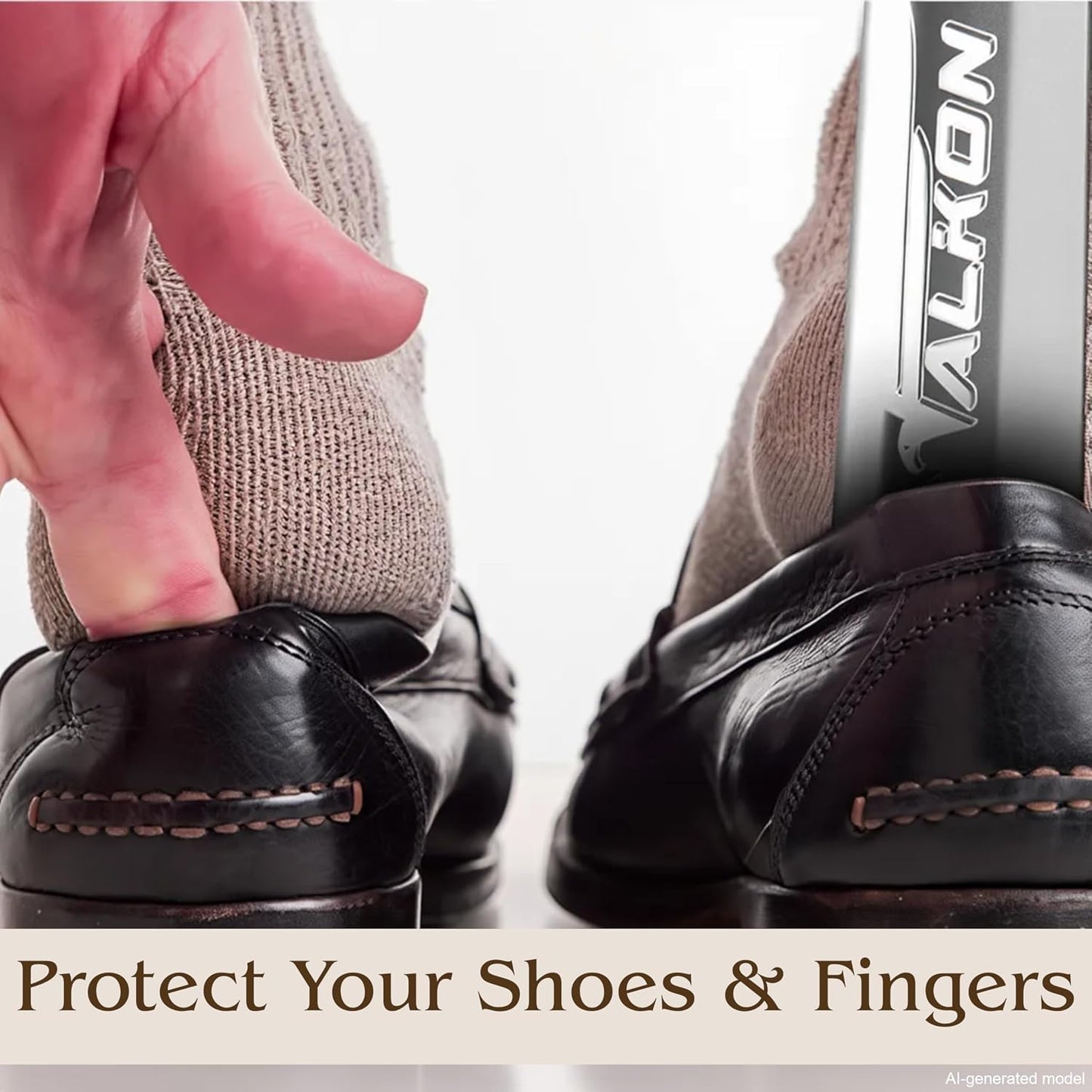 FALKON Shoe Horn Long Handle- Metal Shoe Horn Sets for Men, Women and Children, TSA Friendly
