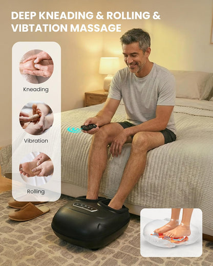 CILI Shiatsu Foot Massager with Heat and Compression, Kneading, Rolling,Electric Feet Massager for Plantar Fasciitis, Neuropathy, Feet Heater, Foot Warmer for Women, Size Up to 14"