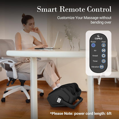 Shiatsu Foot Calf Massager with Heat & Remote, FSA Eligible HSA | 6-Level Compression, 3 Modes Kneading for Neuropathy Plantar Fasciitis, 360° Adjustable Bar for Feet Ankles Calves, Size 14