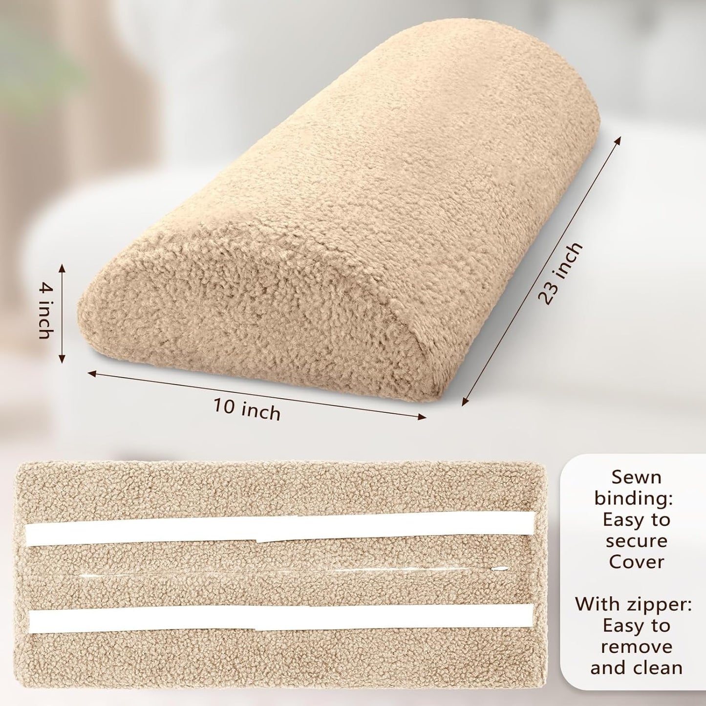 Wesiti Recliner Foot Pillow Cushion High Resilience Sherpa Memory Foam Bolster Sleeping Rest Multipurpose Half Roll Leg Pillow Suitable for Bed Chair Sofa Headrest Back Lumbar Leg Support(Dark Gray)