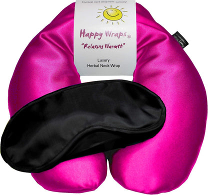 Microwavable Herbal Neck Wrap - Hot Cold Aromatherapy Neck Warming Pillow - Heating Pad for Migraines, Stress, Gifts for Women, Birthdays, Christmas and Free Sleep Mask - Purple Cotton
