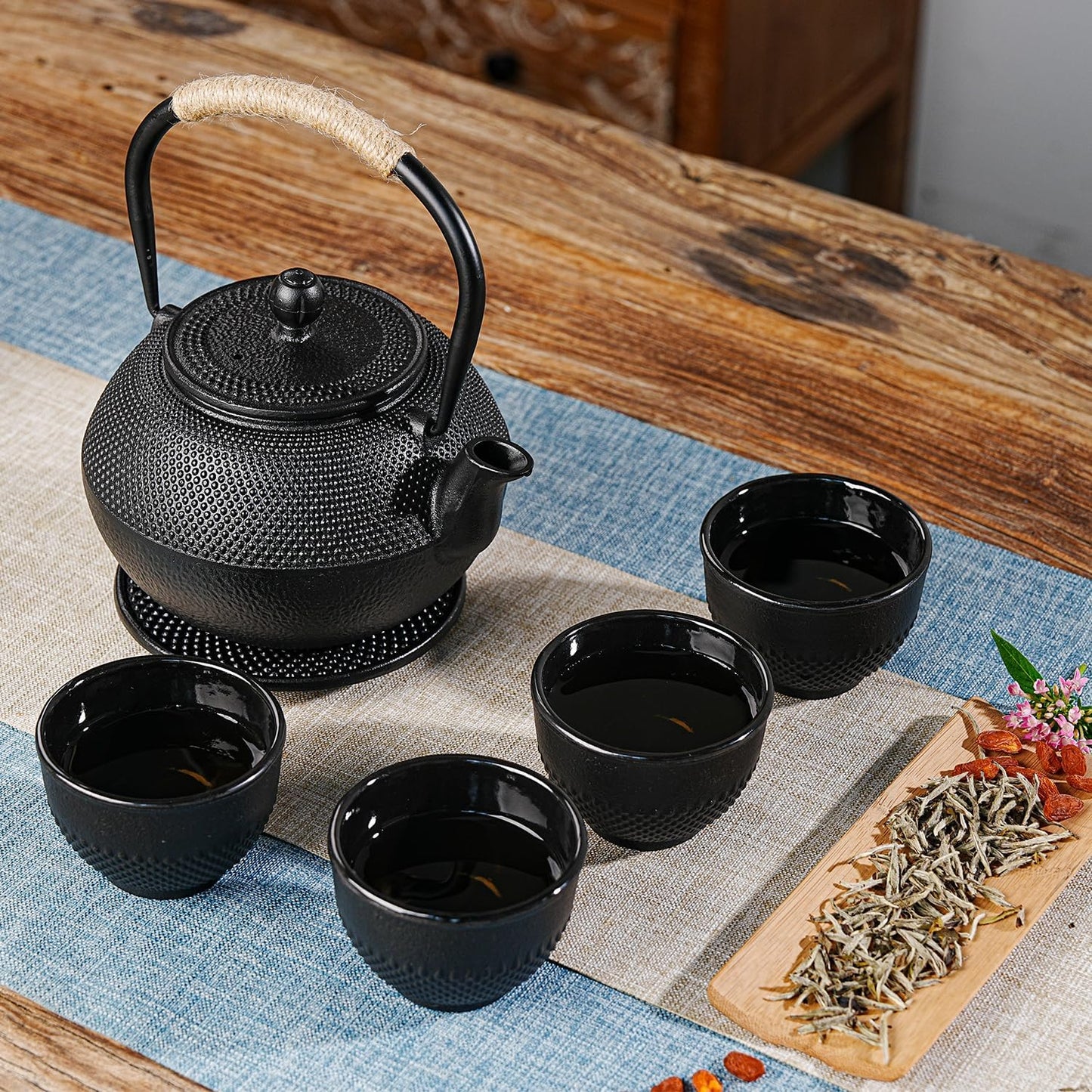 Sungmor Black Cast Iron Teapot Warmer - Base with Candle Holder | Heat Retaining Stand for Tetsubin or Glass & Ceramic Teapots