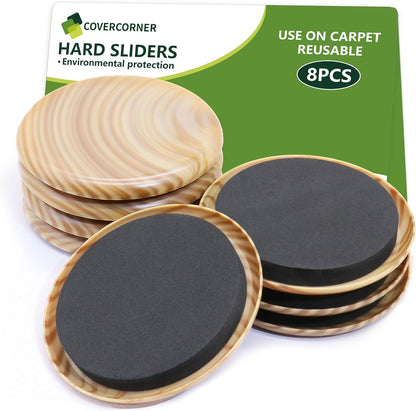 Furniture Sliders for Carpet 8 PCS - 3 1/2" Beige | Furniture Moving Sliders, Chair Leg Floor Protectors, Carpet Sliders for Furniture - Move Your Furniture Easily & Safely