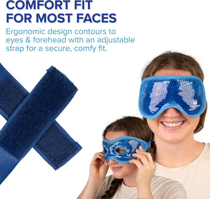 LIFE WORKS Gel Eye Mask with Cutout, Reusable, Hot or Cold, Blue