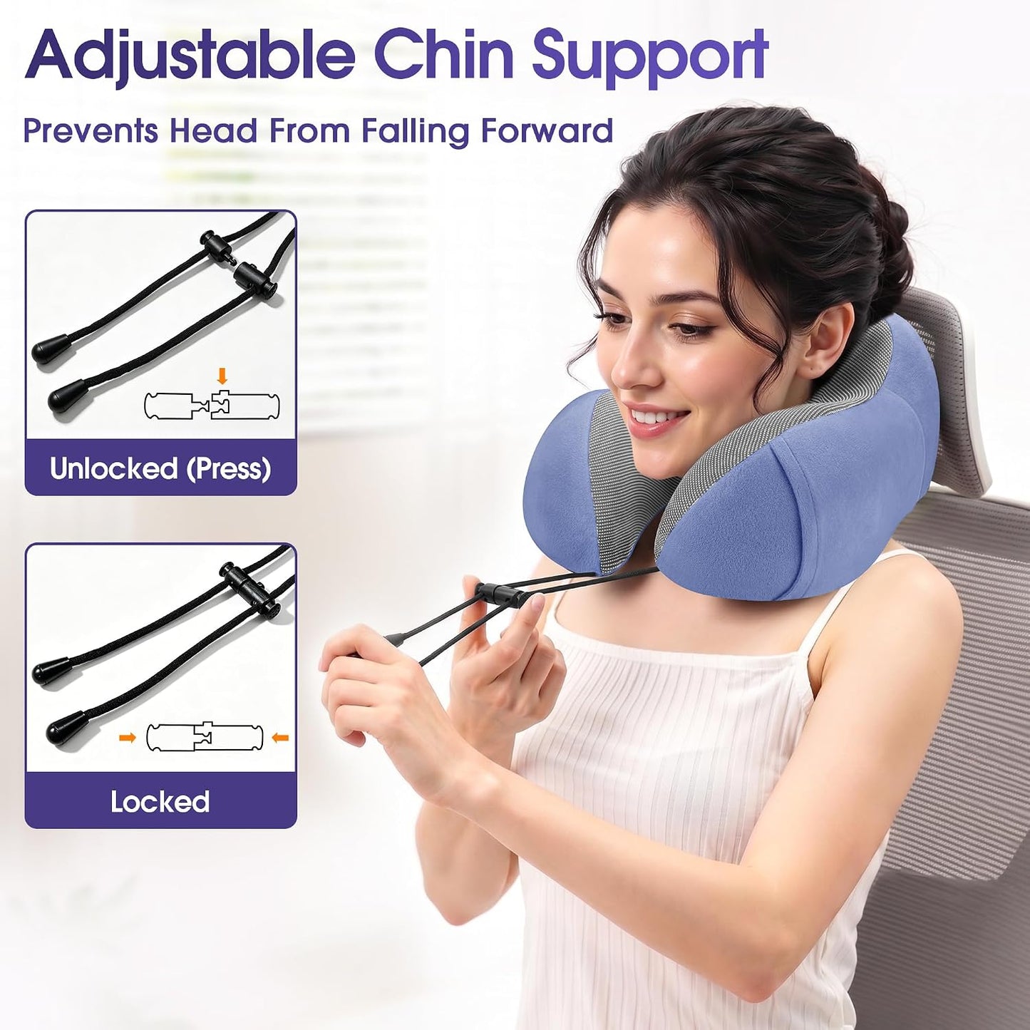 CloudBliss Neck Pillow for Airplanes, Memory Foam Travel Pillow, Black | Compact Flight Pillow with Eye Mask, Earplugs, Carry Bag, Travel Neck Pillow for Long Flight Sleep, Plane Travel Essentials