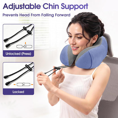 CloudBliss Neck Pillow for Airplanes, Memory Foam Travel Pillow, Black | Compact Flight Pillow with Eye Mask, Earplugs, Carry Bag, Travel Neck Pillow for Long Flight Sleep, Plane Travel Essentials