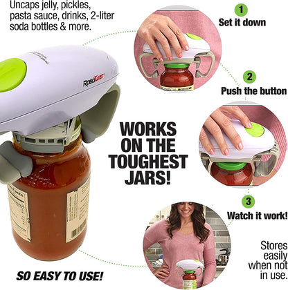 Robotwist Automatic Jar Opener Deluxe Model with Improved Torque | Electric, One Touch Hands Free for Seniors with Arthritis or Weak Hands, Fits All Jars 1.2–3.5 in