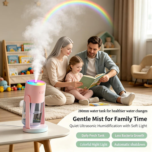 UEISODC bedroom humidifier, desktop USB humidifier, car air freshener, relieves tight skin, cough, nasal congestion, allergies and dry air，With automatic shutdown, silent operation