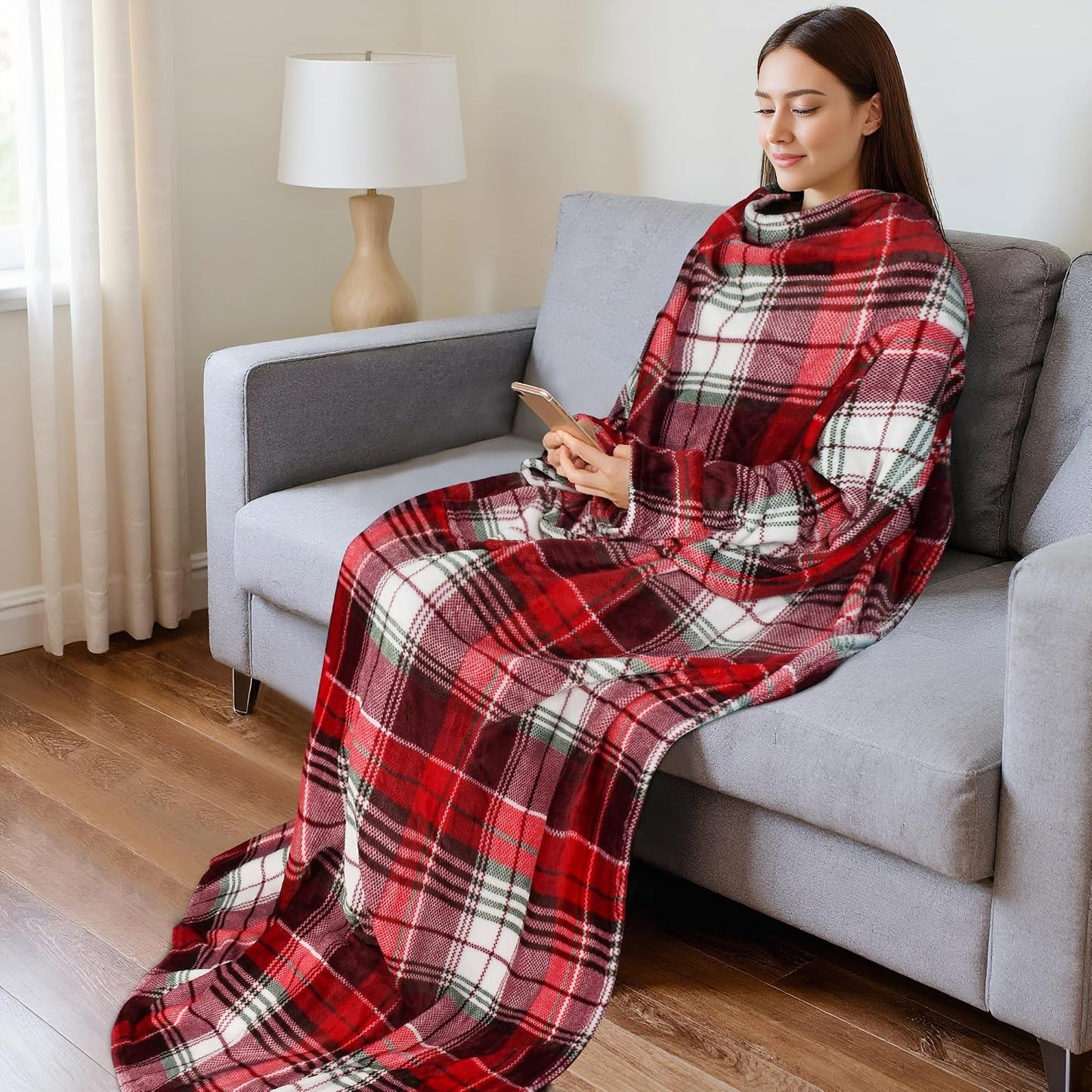 Catalonia Wearable Blanket with Sleeves for Women & Men, Fleece Wrap Throw | Cozy Sleeve Design for Hands-Free Comfort, Perfect for Reading, TV Time & Relaxing, Christmas & Birthday Gift