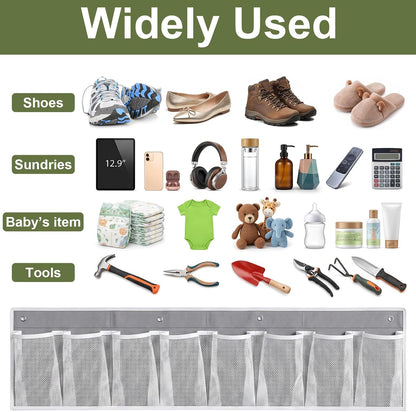 RV Shoe Storage for Bedside - 4 Packs Hanging Shoe Organizer with 32 Large Mesh Pockets, Wall Mounted Entryway Shoes Rack, Bed Hanging Pocket Caddy for Camper, Dorm & Bedroom Organization, Gray