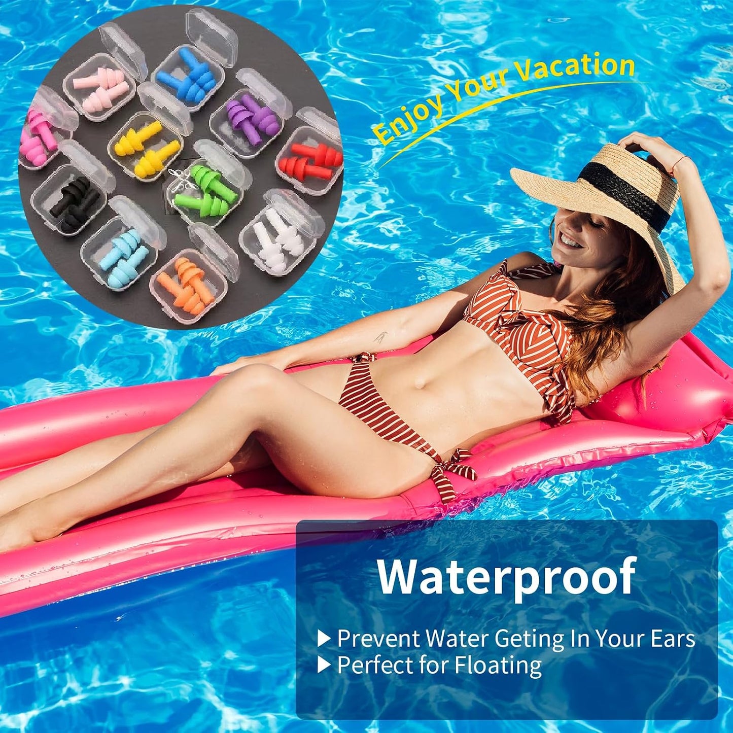 Silicone Earplugs for Swimming, Sleeping, Snoring, Work, Concerts - Noise Cancelling, Reusable Ear Protection, 8 Pairs
