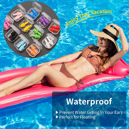 Silicone Earplugs for Swimming, Sleeping, Snoring, Work, Concerts - Noise Cancelling, Reusable Ear Protection, 8 Pairs