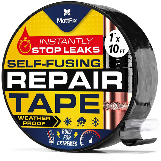 Self Fusing Silicone Tape – 1"x10’ – Waterproof Tape for Emergency Repairs | Weatherproof, Heat and Chemical-resistant – For Plumbing, Pipes and Hoses repairs, Automotive, Electrical & Outdoor Use