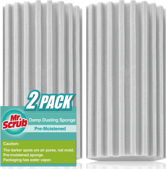 4 Pack Damp Dusting Sponge Duster, Grey Dust Cleaning Sponge, Reusable Household Cleaning Sponge Tool for Blinds, floorboards, Fan Blades, Vents, Glass, Railings, Mirrors