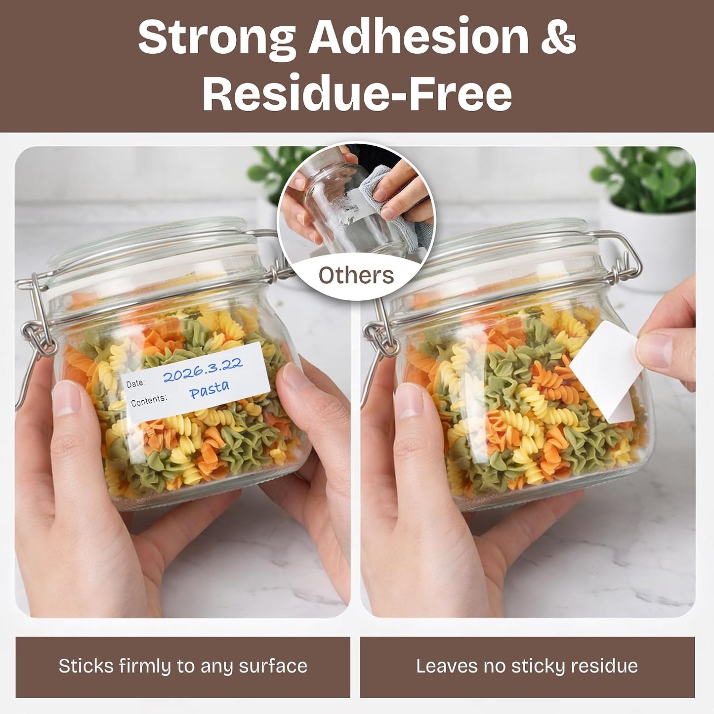 Freezer Labels 500pcs 1 x 3 in, Waterproof Easy Peel | Removable, Oil & water resistant, no residue, write-on surface, for freezer bags, jars, containers, meal prep & kitchen use