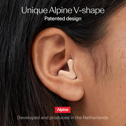 Alpine Silence Earplugs for Sleep, Focus & Travel - V-Shape Snug Fit & Soft Oval Tips – 4 Sizes XS/S/M/L - Comfortable, Reusable Hearing Protection - up to 22dB – Black