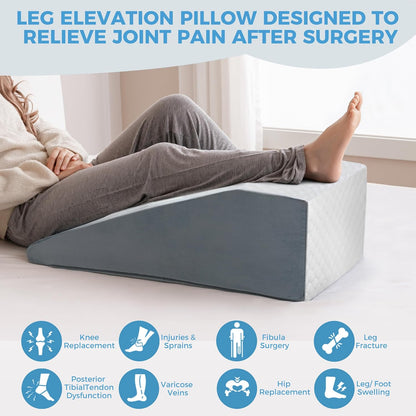 Ganondorf Leg Elevation Pillow, Premium Foam Leg Support Adjustable Wedge Pillow Relieves Joint Pain After Surgery Ergonomic Curve for Leg Support Promote Blood Circulation Single Leg